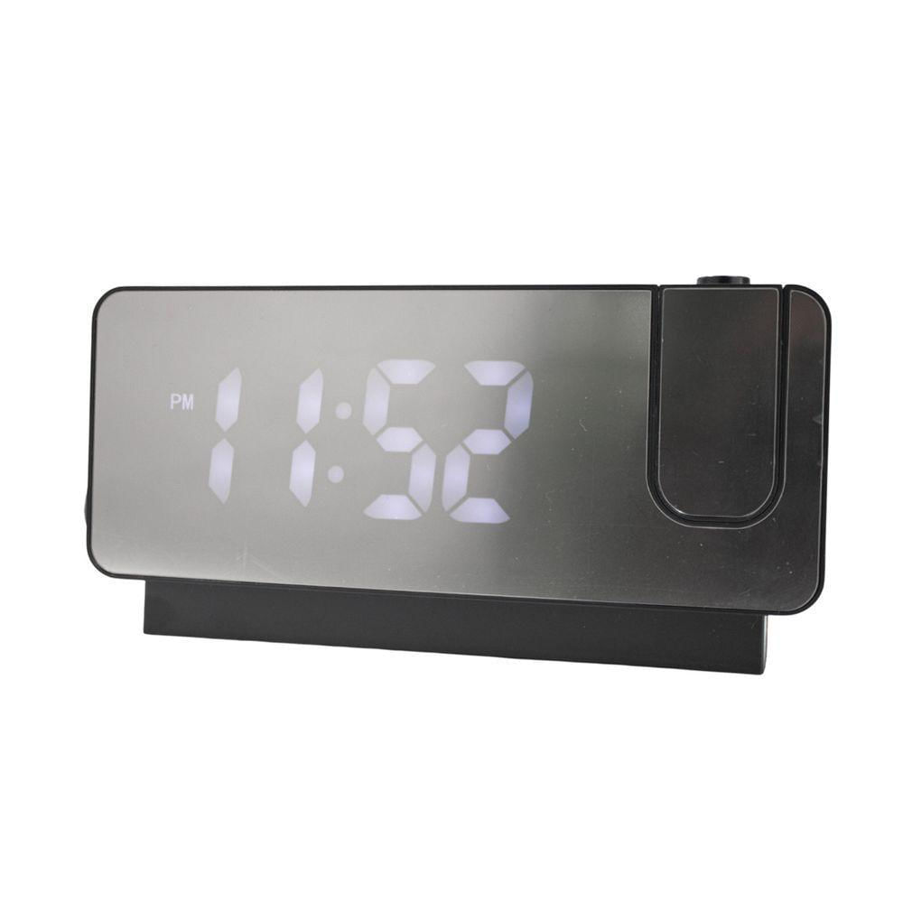 Relogio Alarme Led Espelhado Usb Com Projetor De Hora Preto