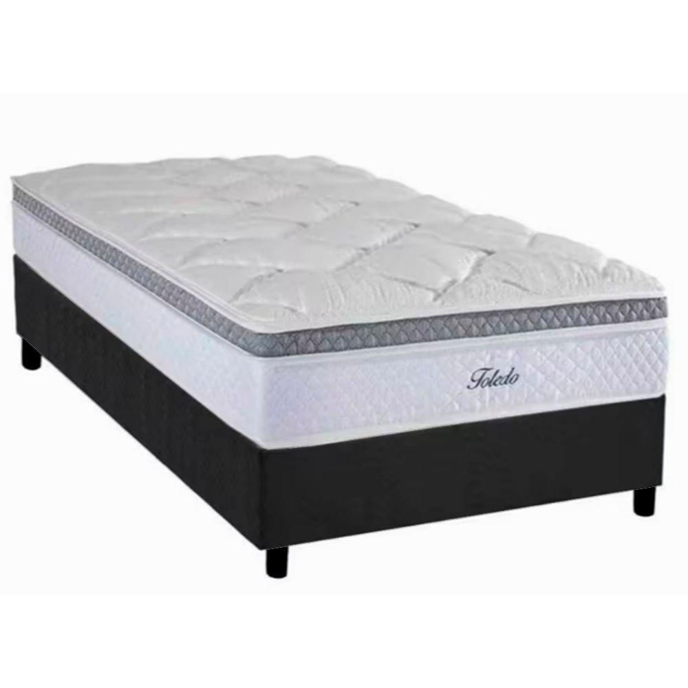Cama Box Solteiro Com Colchão Herval Toledo Molas Ensacadas 88x188x68cm Ms Courino Preto
