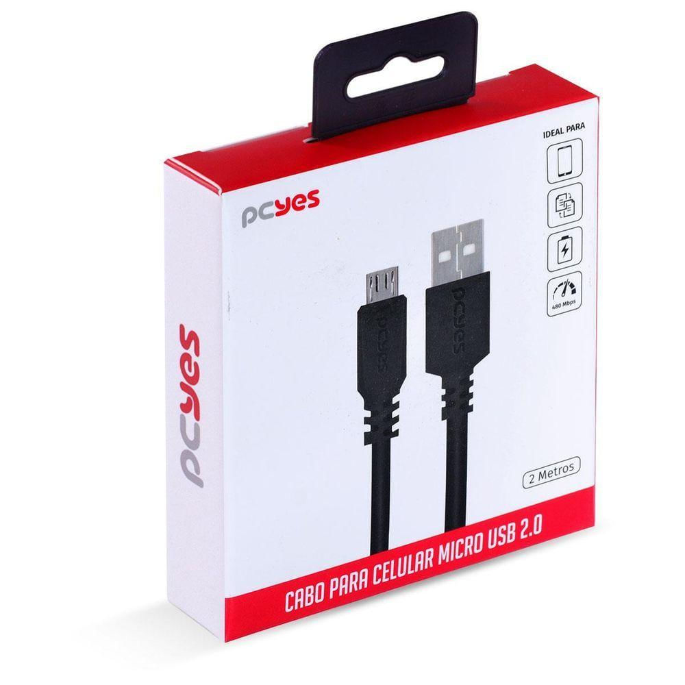 Cabo Micro Usb Para Usb A 2.0 2m Preto - Pmuap-2