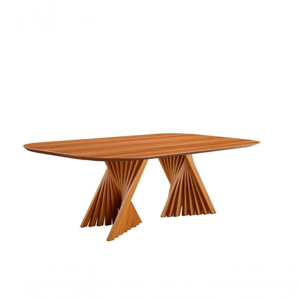 Mesa De Jantar Madeira Maciça Com Base Torcida 1,80x0,90m Diamante