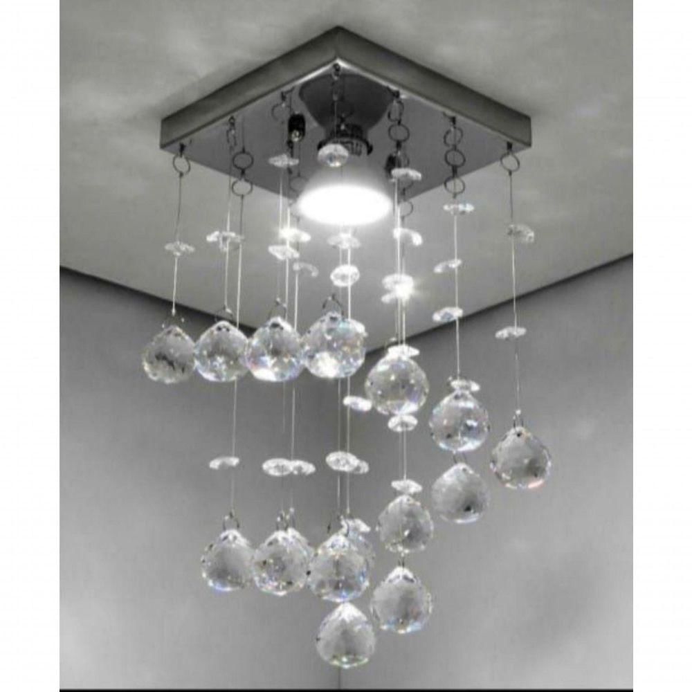 Lustre Para Sala, Quarto, Banheiro, Hall, Cristal K9 Base 14x14 60cm