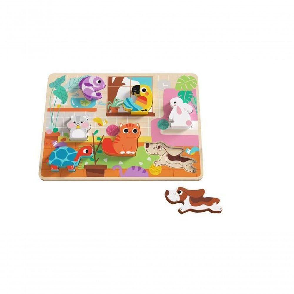 Brinquedo Didatico Tabuleiro De Encaixe Animais Th635