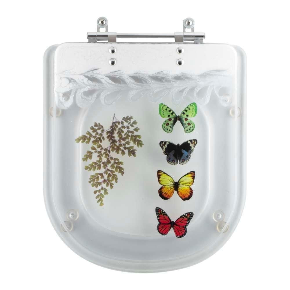Tampa De Vaso Acrílico Decorado Flox Transparente Para Bacia Fiori