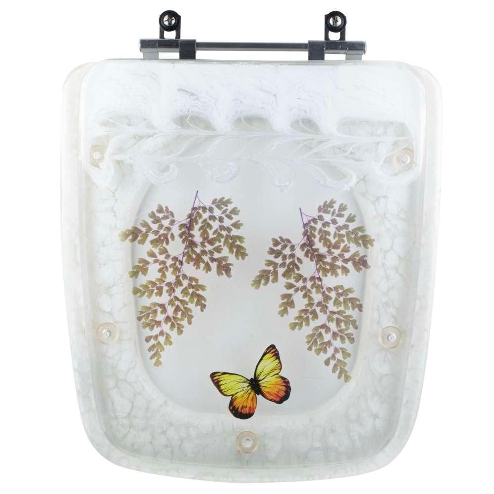 Tampa De Vaso Poliéster Decorada Borboleta Amarela Boss Branco Para Louça Incepa