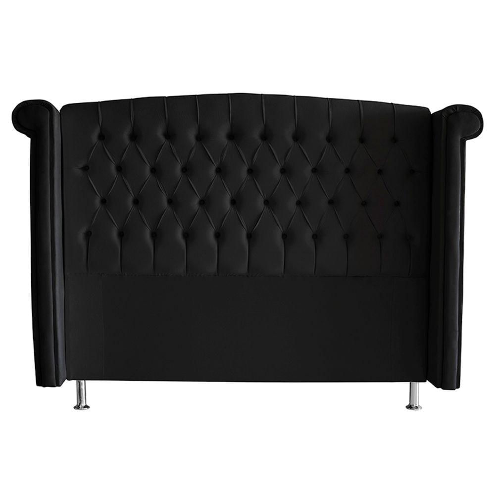 Cabeceira De Cama Box Luxo Queen 160 Cm Suede Preto Do Lar Móveis