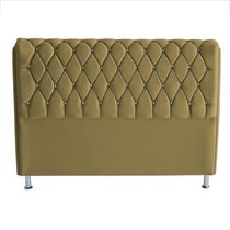 Cabeceira De Cama Box Londres Casal Queen 160 Cm Suede Botão De Strass Bege Do Lar Móveis E Decoração