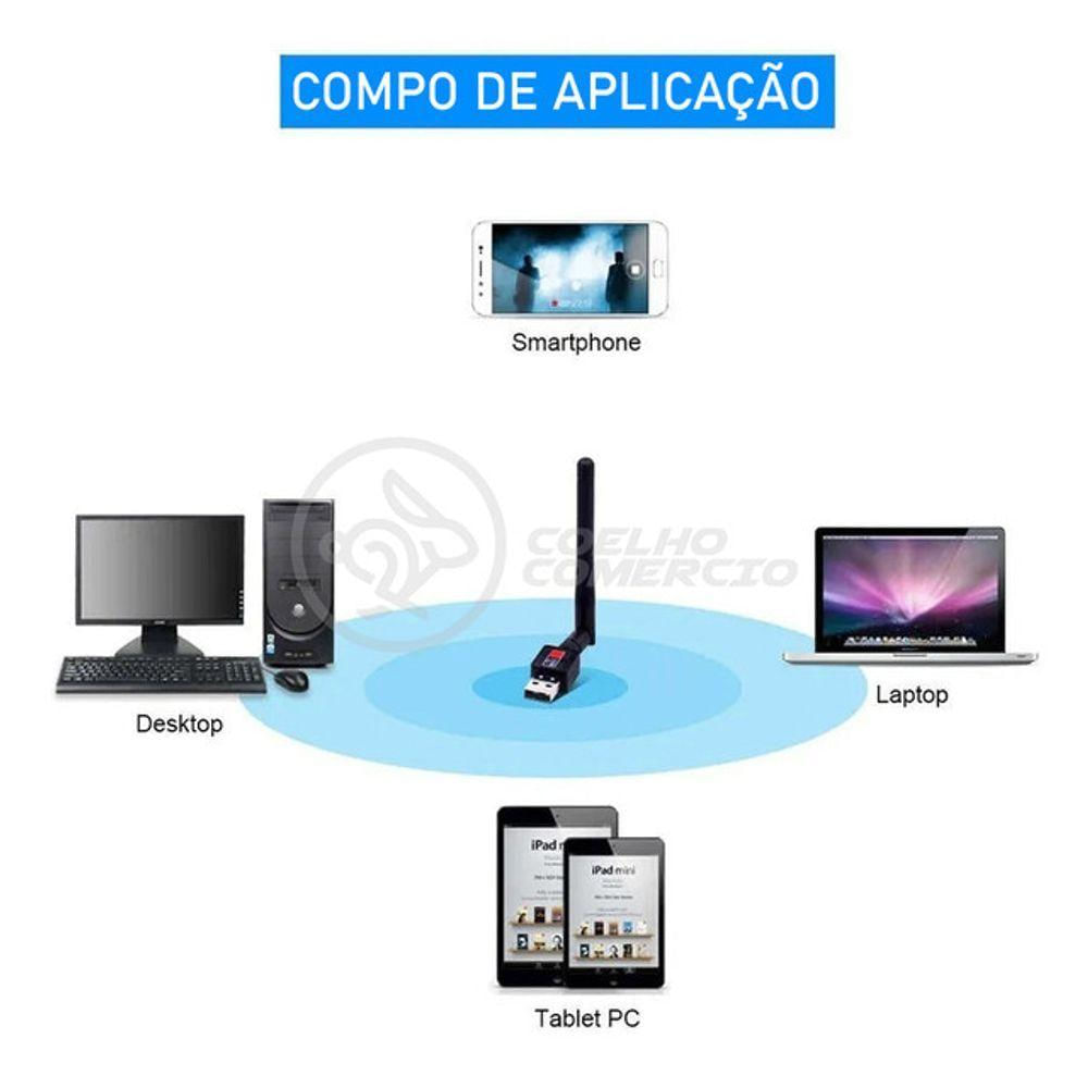 Antena Usb 2.0 Receptor De Wifi Wireless Internet Sem Fio 1200Mbps 802.Inn Pc Notebook 44