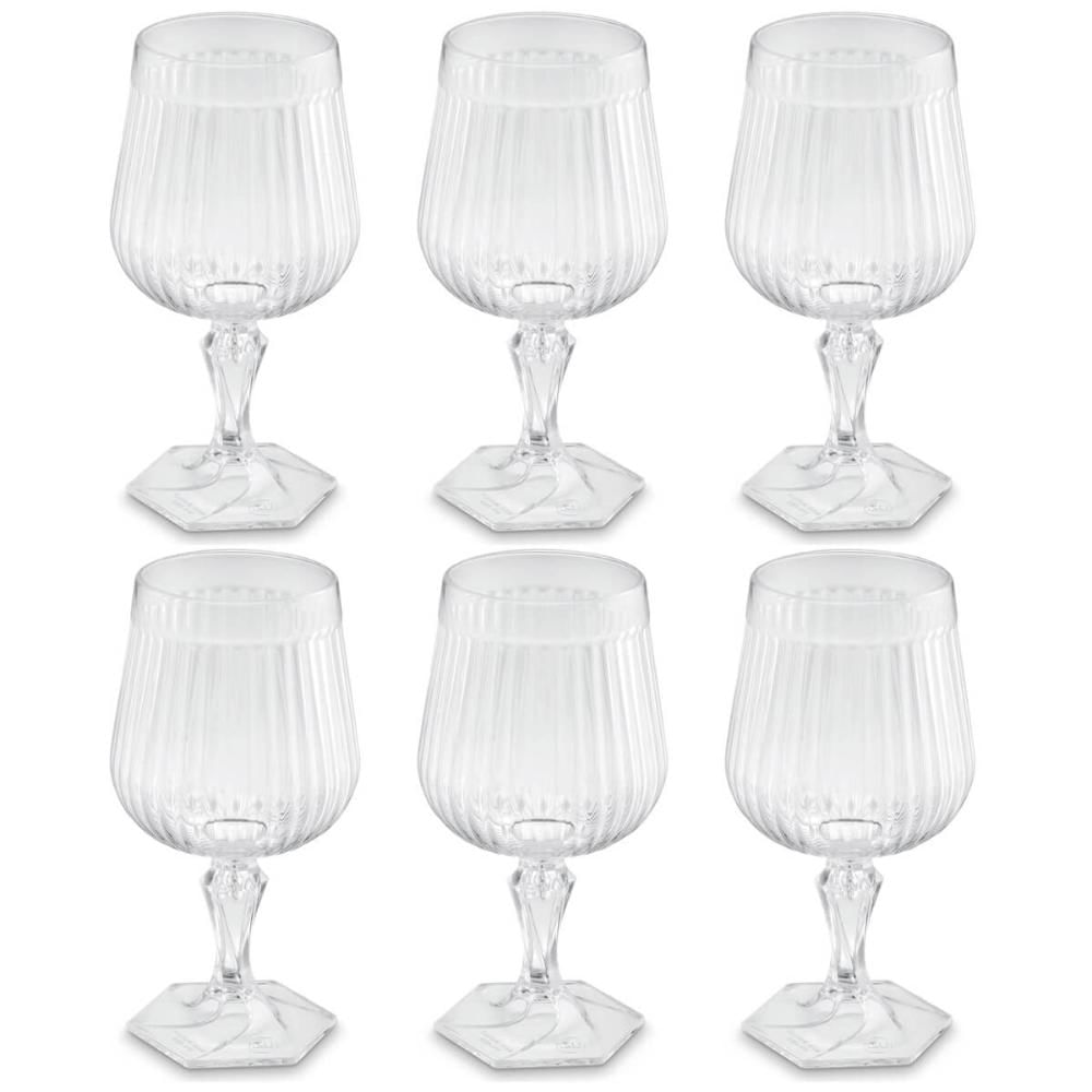 Conjunto 6 Taças Para Água Vinho Suco 350ml Plástico UZ Axé Transparente Bebidas