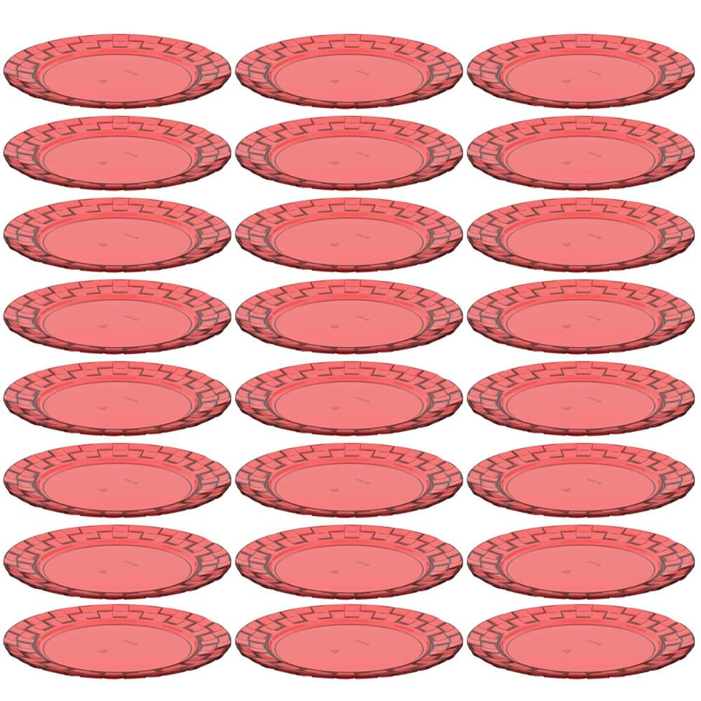 24 Pratos Vermelho 19cm Bandeja para Servir Mesa Posta Porções Aperitivos Crippa