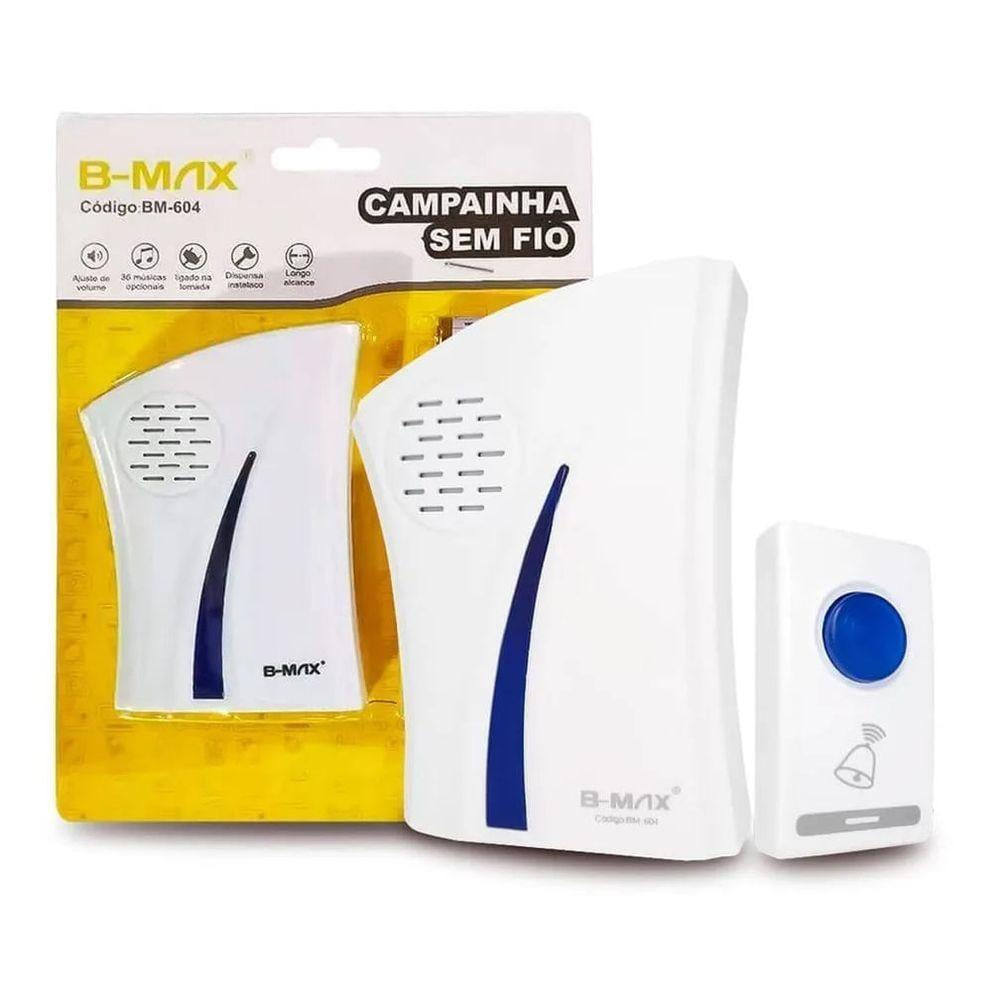 Campainha Sem Fio - Longo Alcance - B-max Unica Campainha Sem Fio - Longo Alcance - B-max