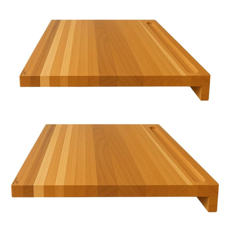 Kit 2 Tábuas de Corte Teca 60x50cm Encaixe Bancada Estação Prancha Mesa Zanline