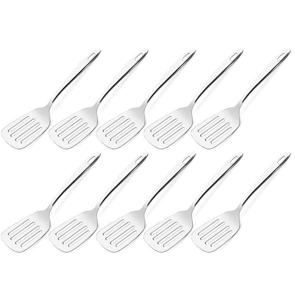 10 Espátulas Inox de Cozinha Brinox 24,5cm Perfuradas Culinária Restaurantes Hotel