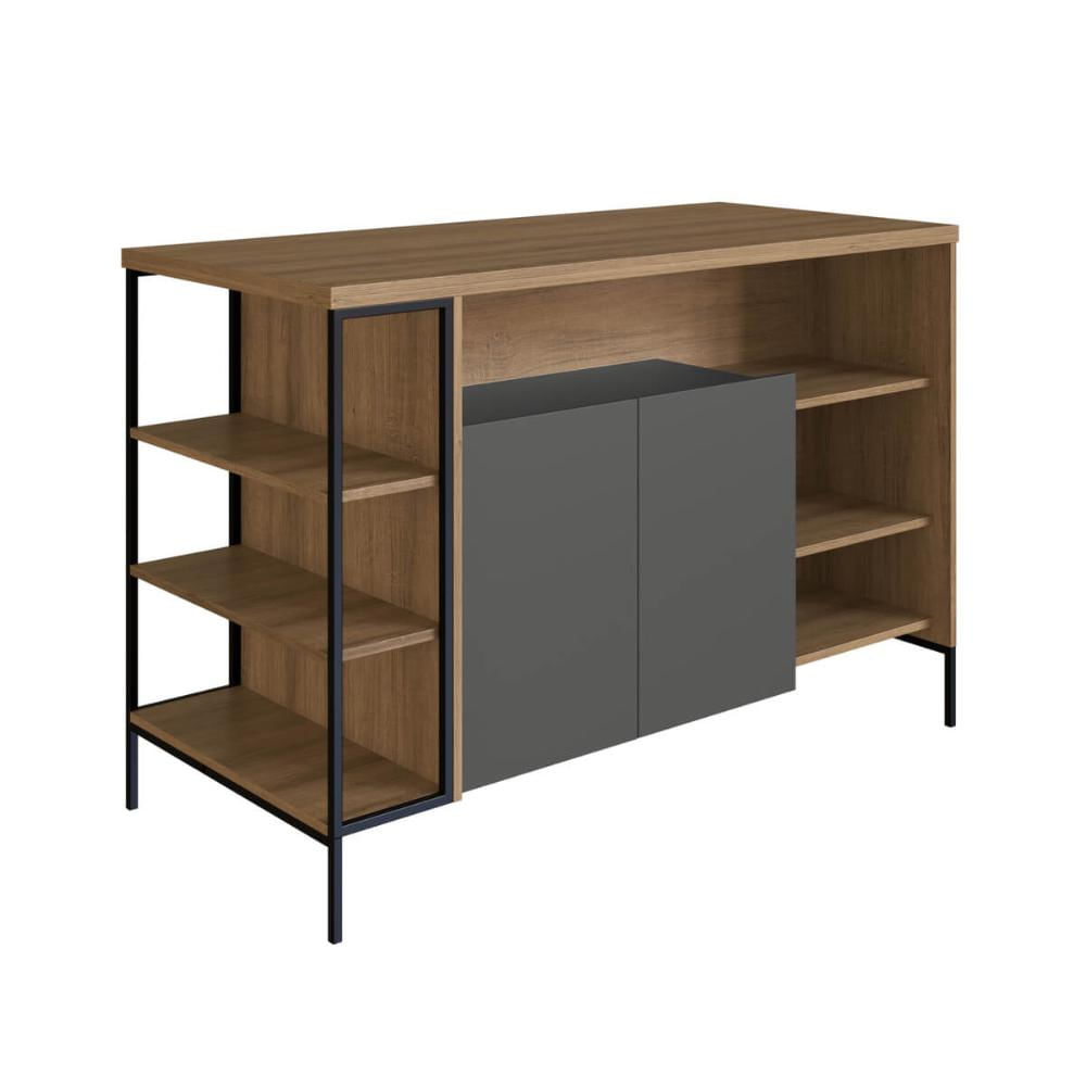 Mesa Bancada Gourmet 131cm com Arm 2 Portas P1035 Mel/Graf
