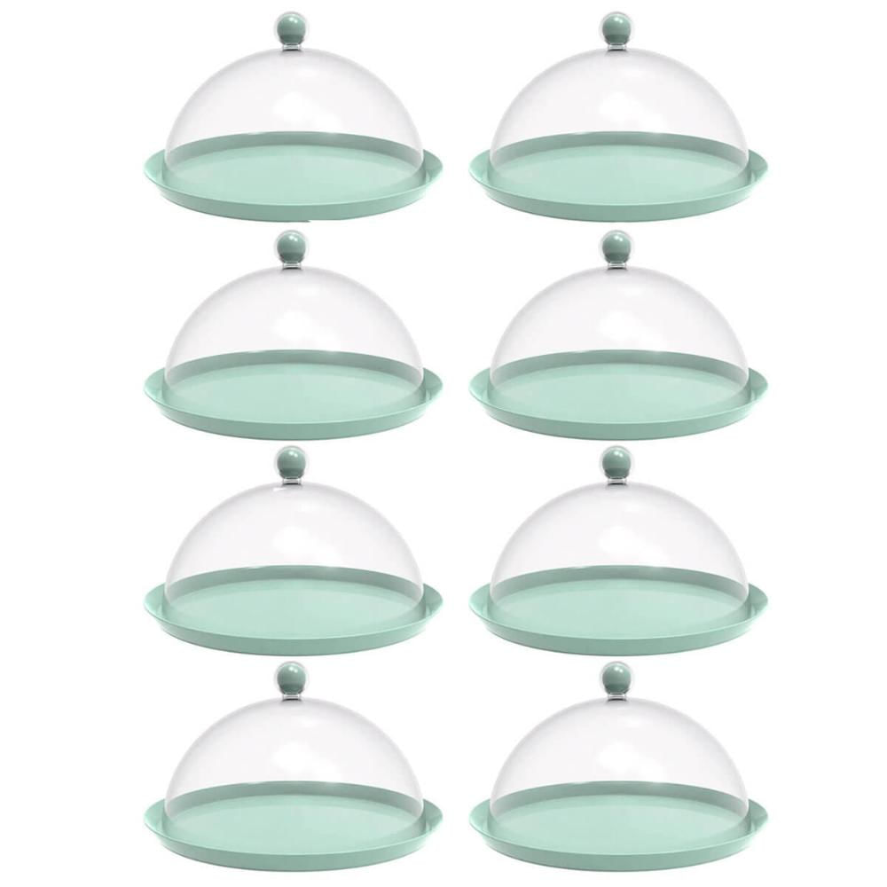 8 Porta Bolo Torta 30cm Verde Menta Cúpula Boleira Doces Petiscos Bubble Crippa