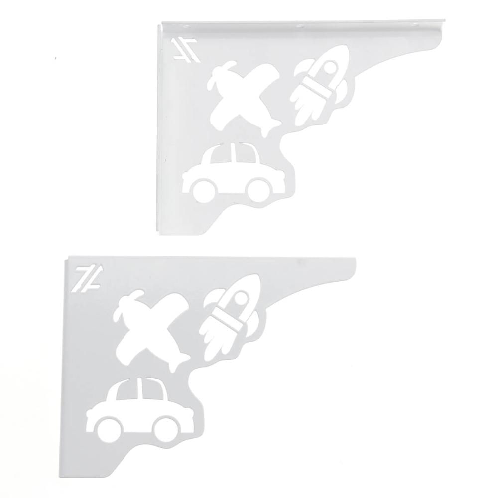 Par Mãos Francesas Ornamentada Decorativa 20cm Menino Carro e Avião Branco Aço