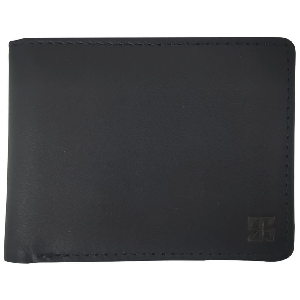Carteira de Bolso Couro Preto Masculina Porta Moedas Cartão Dinheiro Lisa Briolly