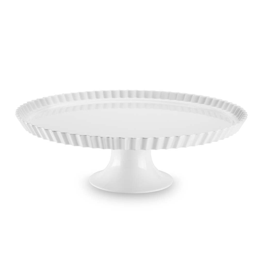 Prato com Pé e Borda Buffet em Melamina 34 cm Branco Haus Concept