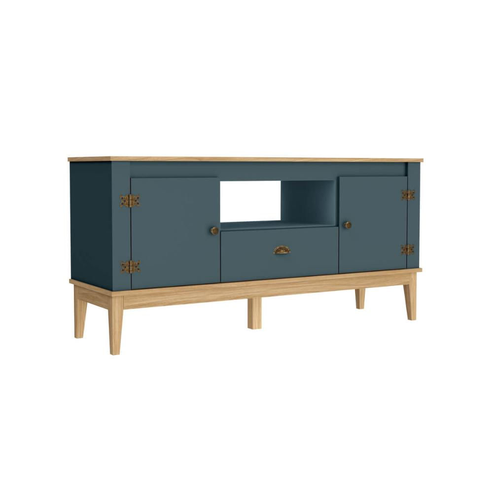 Rack Colonial Mel e Petroleo com 2 Portas e 1 Gaveta para TVs de até 60 Polegadas MB 1015