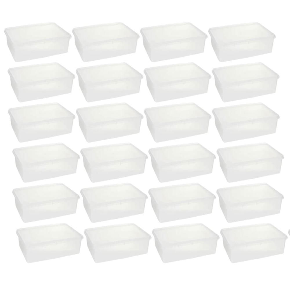 Kit 24 Caixas Organizadoras 3,5L Plasvale Cestos Plásticos com Tampa Retangulares