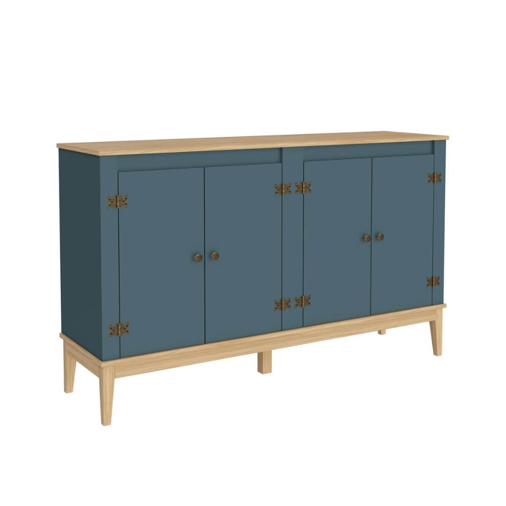 Buffet Aparador Colonial com 4 Portas 149x41x90cm MDP Mel Petroleo MB1014 Movelbento