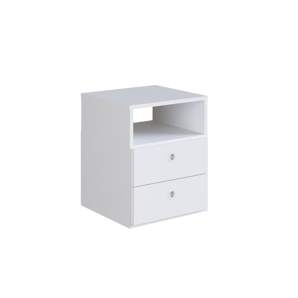 Mesa de Cabeceira Branca com 2 Gavetas e 1 Prateleira Quarto Tókio Art In Móveis