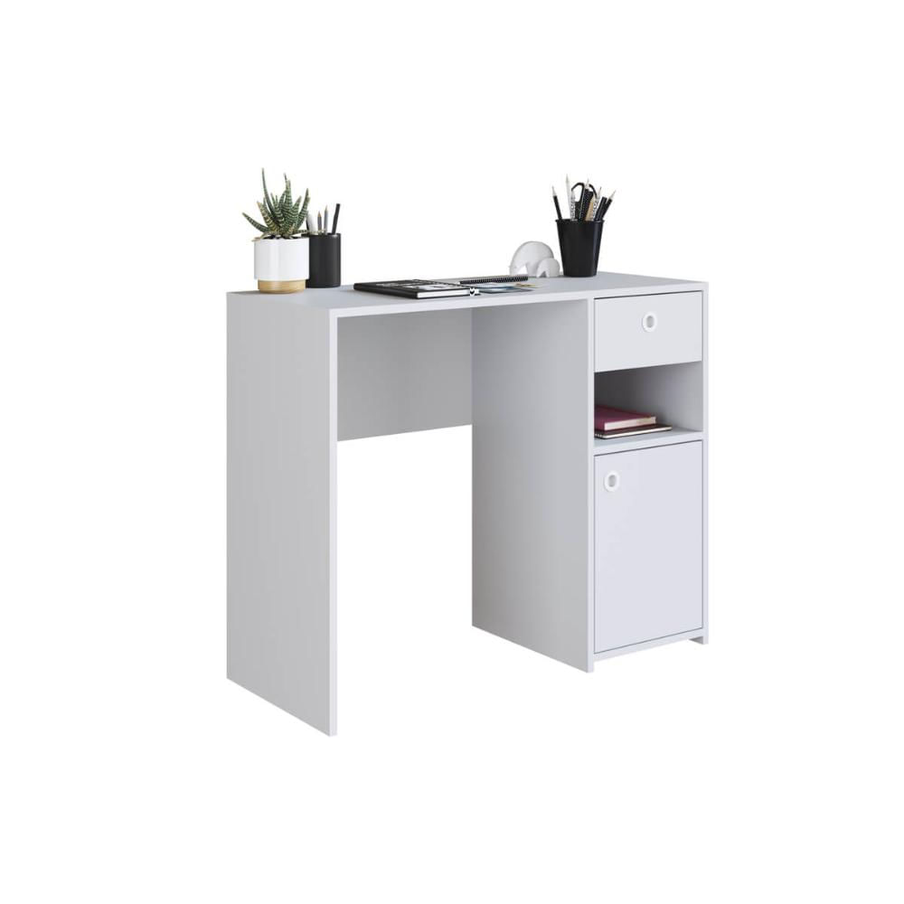 Escrivaninha com Porta e Gaveta Branca Coimbra MDP Mesa de Estudos Art In Móveis