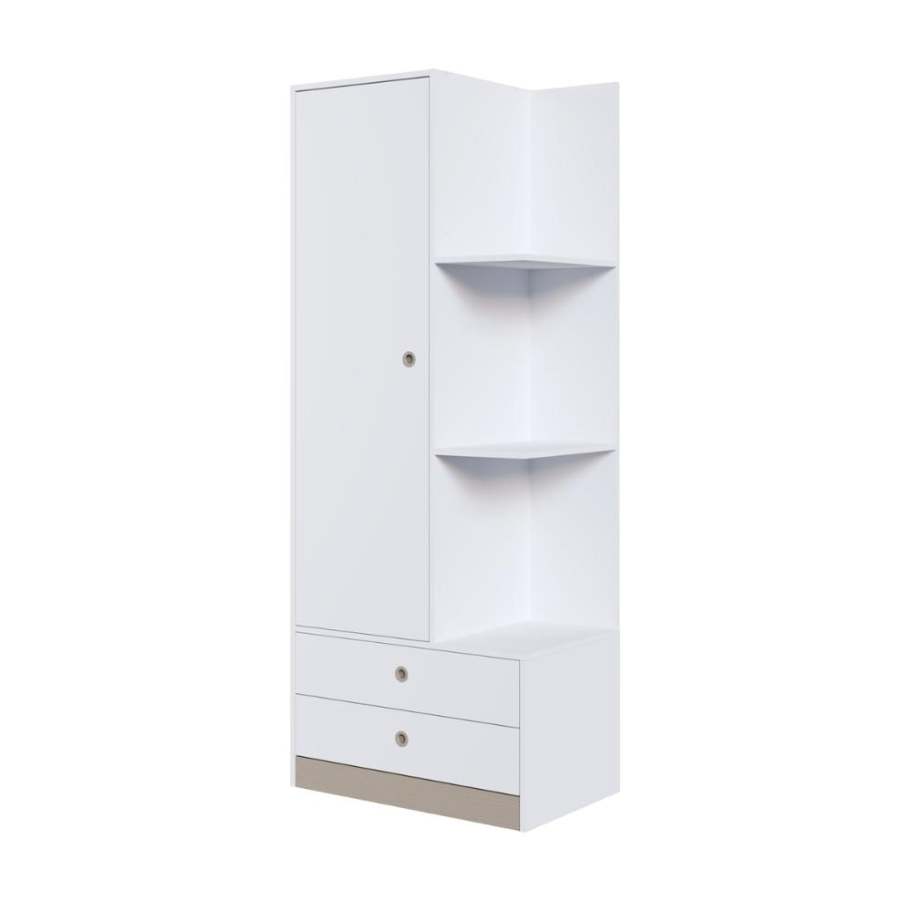 Guarda Roupas Infantil Branco Amore com Prateleiras 2 Gavetas e 1 Porta MDP Art In Móveis