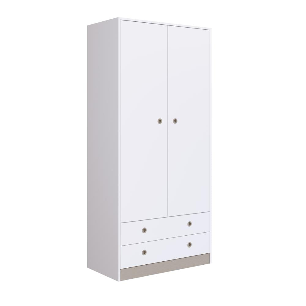 Guarda Roupas Infantil Branco 2 Portas e 2 Gavetas Amore MDP Art In Móveis