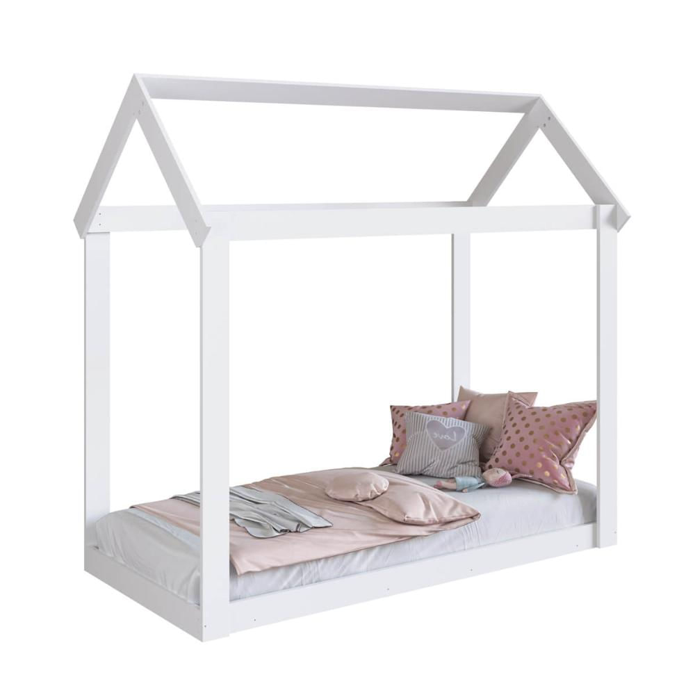 Cama Infantil Montessoriana Casinha Branca Meu Fofinho MDP Art In Móveis