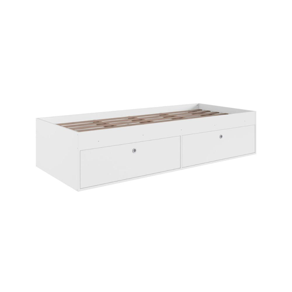 Cama de Solteiro com 4 Portas Branca MDP Tókio Organizador Cobertores Travesseiros Art In Móveis