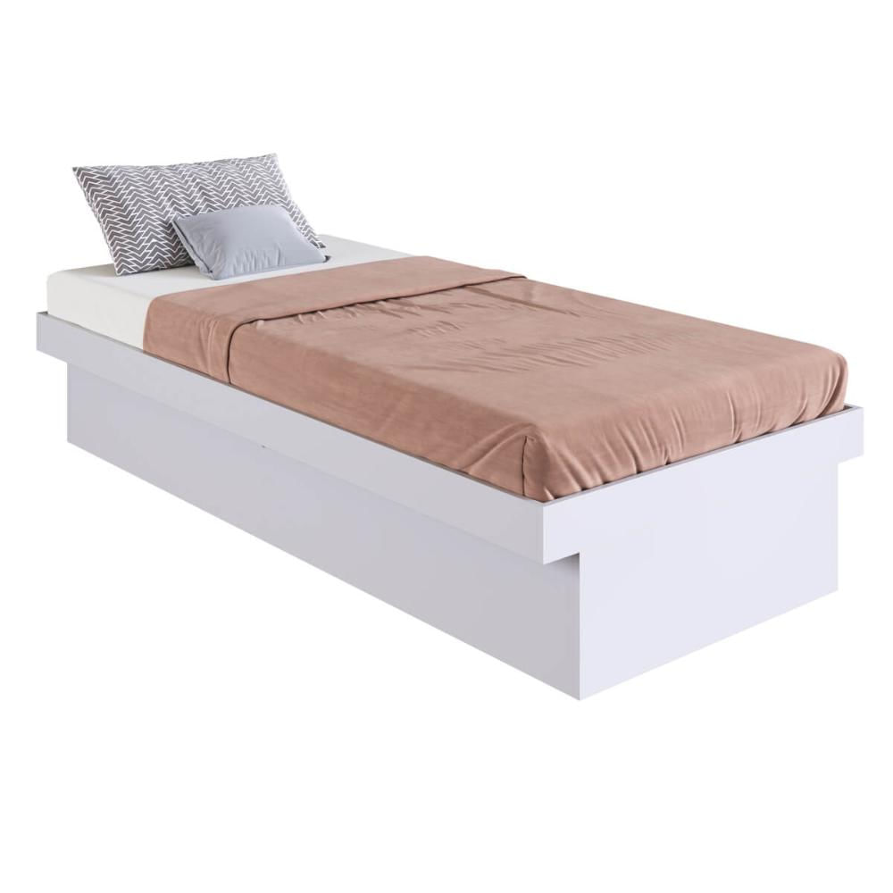Cama Solteiro Box Baú Bogotá Organizador para Travesseiros Cobertores MDP Branco