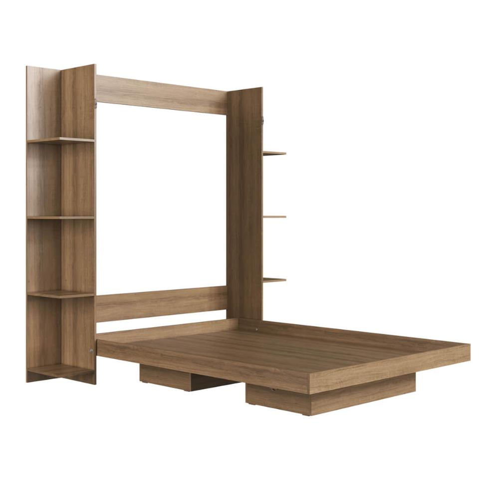Cama de Casal Articulável Vertical com Estantes Laterais Mel MDP Vancouver Art In Móveis