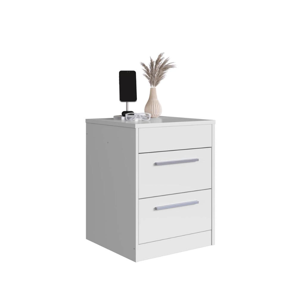 Mesa de Cabeceira Branca com Compartimento Oculto 2 Gavetas MDP Lock Art In Móveis