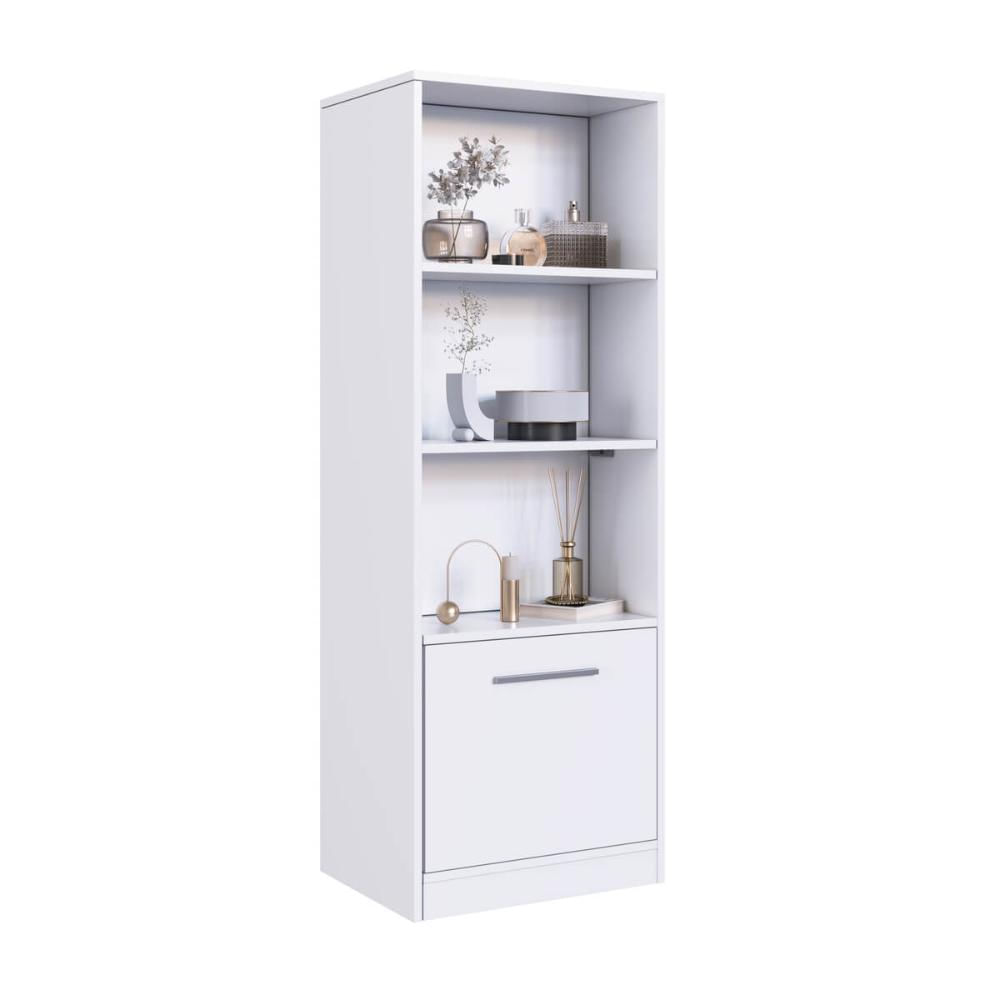 Estante com Compartimento Oculto Branco MDP 3 Prateleiras e 1 Porta Lock Art In Móveis