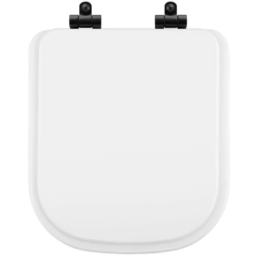 Tampa De Vaso Poliéster Com Amortecedor Quadra Branco Para Bacia Deca Com Ferragem Preta