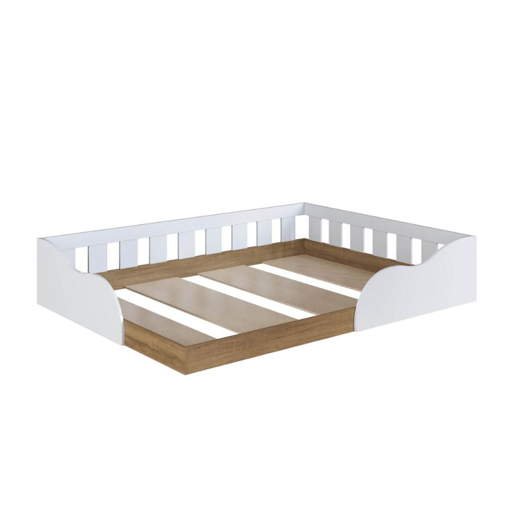 Cama Montessoriana Casal Branca MDP Memphis Quarto Infantil Adulto Art In Móveis