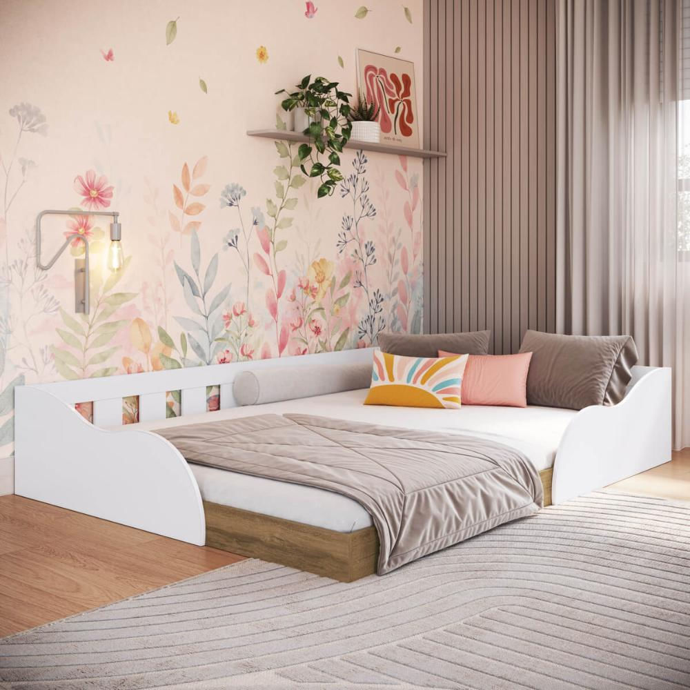 Cama Montessoriana Casal Branca MDP Memphis Quarto Infantil Adulto Art ...