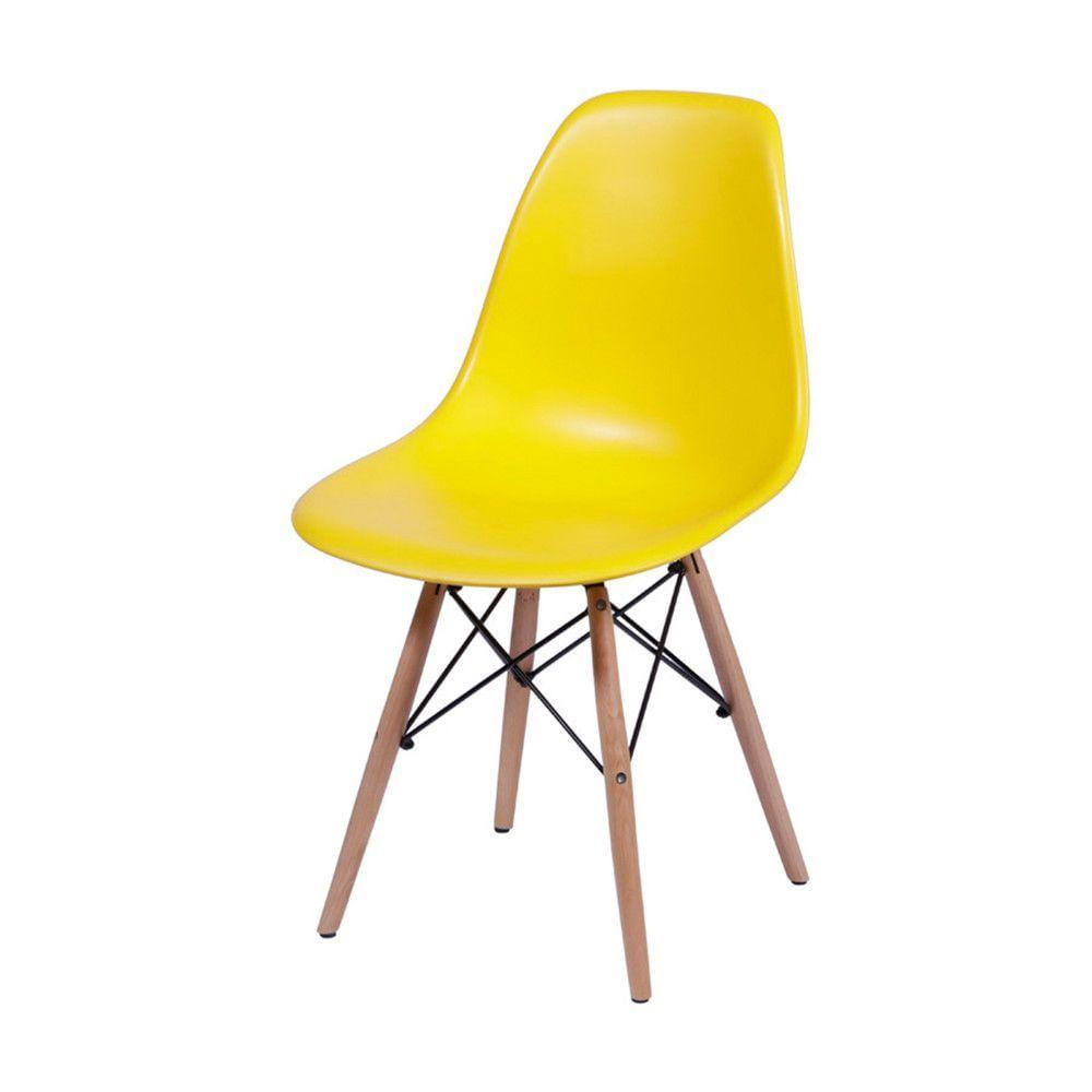 Cadeira Em Popipropileno Or-1102b Com Base Madeira Or Design Amarelo