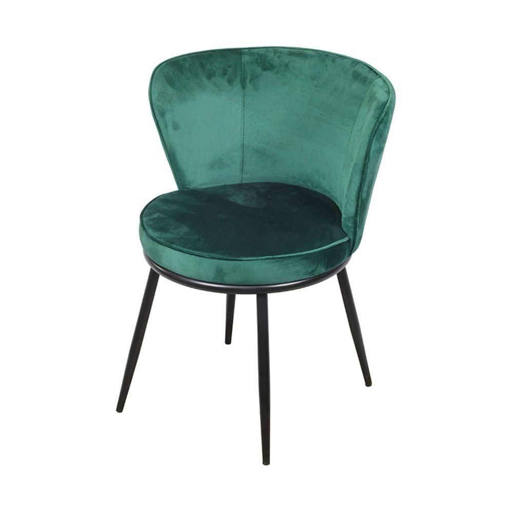 Cadeira Or-4407 Espuma Revestida Veludo Base Aço Or Design Verde Escuro