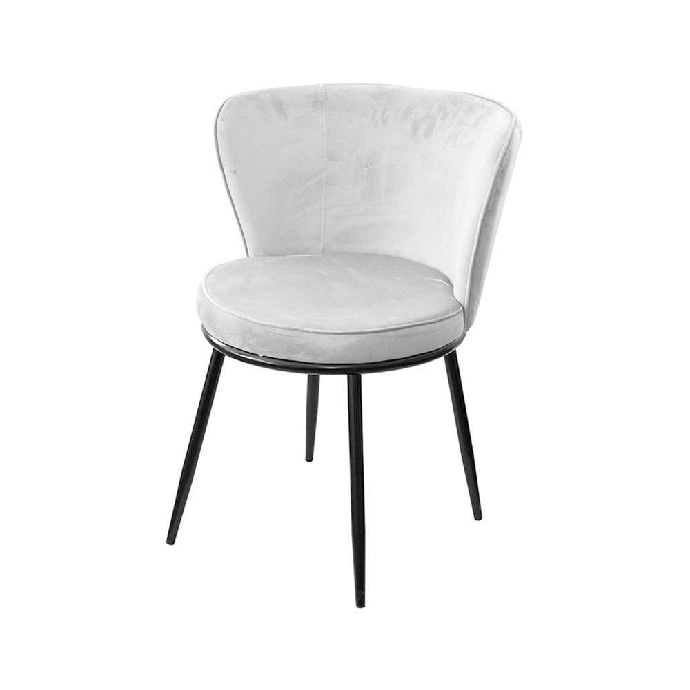 Cadeira Or-4407 Espuma Revestida Veludo Base Aço Or Design Cinza Claro