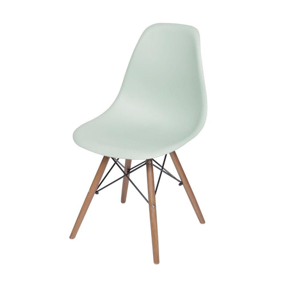 Cadeira Or-1102b Em Polipropileno Com Base Madeira Or Design Verde Claro