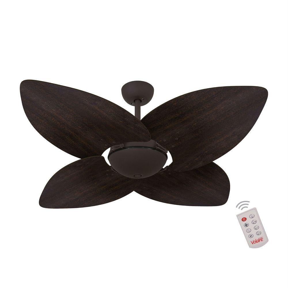 Ventilador De Teto Marrom 4 Pás Tabaco 220V C/ Controle