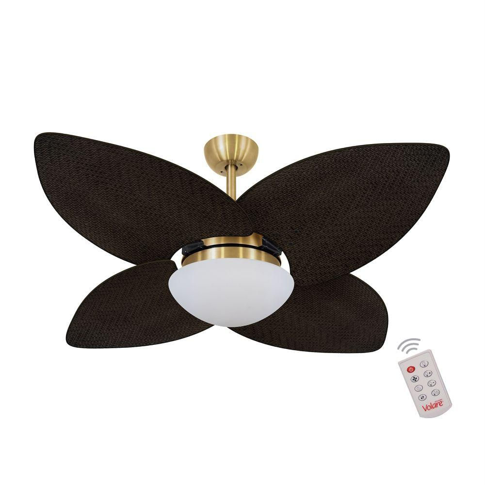 Ventilador De Teto Dormamu Dourado 4 Pás Palmae Tabaco 220v