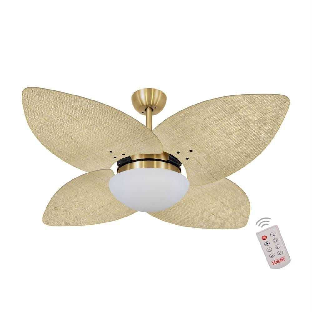 Ventilador De Teto Dourado 4 Pás 220v C/ Controle