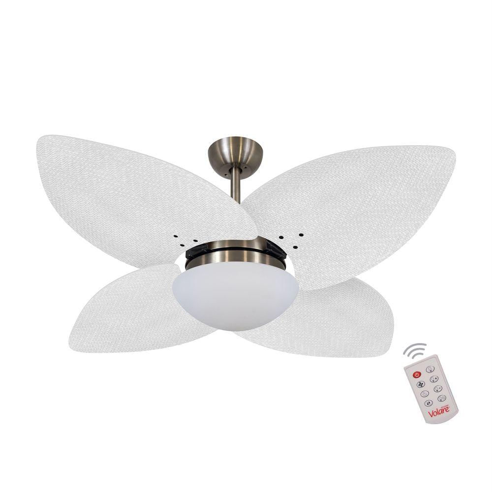 Ventilador De Teto Bronze 4 Pás Branco 127V C/ Controle
