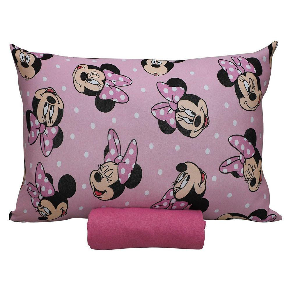 Jogo De Cama Portallar Solteiro Malha 100% Algodão Disney Big Minnie 2 Pçs Rosa