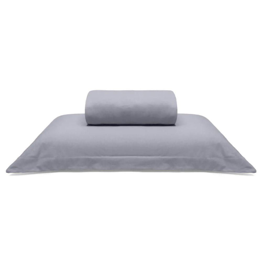 Jogo De Cama Buettner Solteiro Malha 100% Algodão Liso 2 Peças Image Cinza