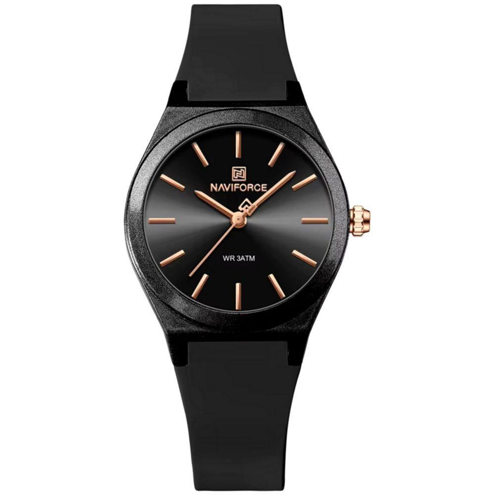 Relógio Analógico Feminino De Quartzo Casual Com Pulseira De Silicone Impermeavel Preto