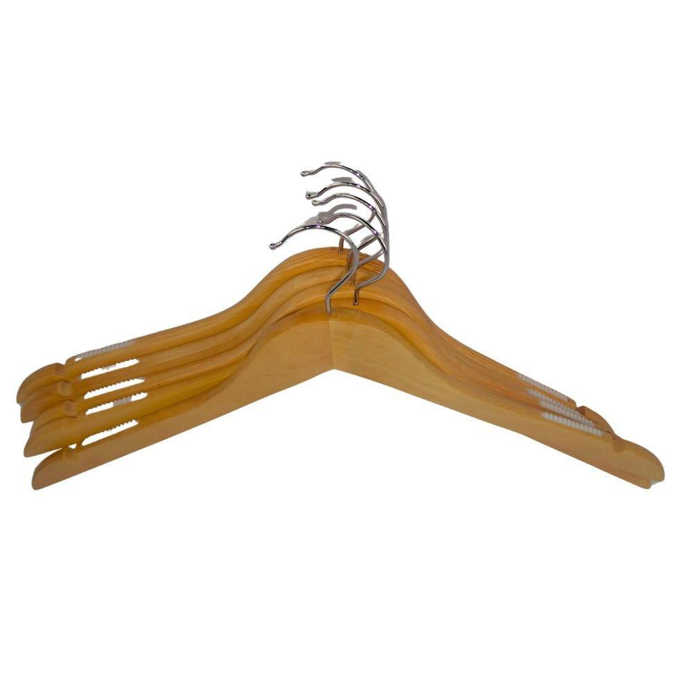 Kit Cabide Madeira Simples C/ Antiderrapante Silicone 30 Peças - Westpress