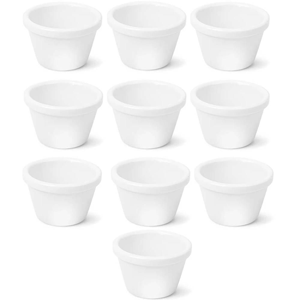 10 Ramekins Melamina Branco 50ml Profissional 6cm Porta Molhos Caldas Doces
